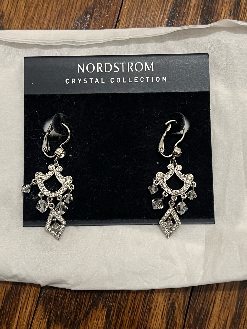 Nordstrom Silver Crystal Drop Chandelier Earrings
